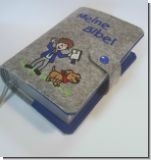 Bestickte Filzhuelle mit Kindermotiv fuer die neue Silberbibel